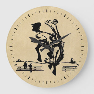 Bucking Bronco Rider Große Wanduhr