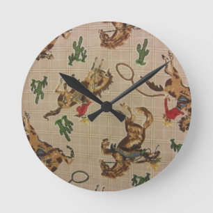 Bucking Bronco Runde Wanduhr