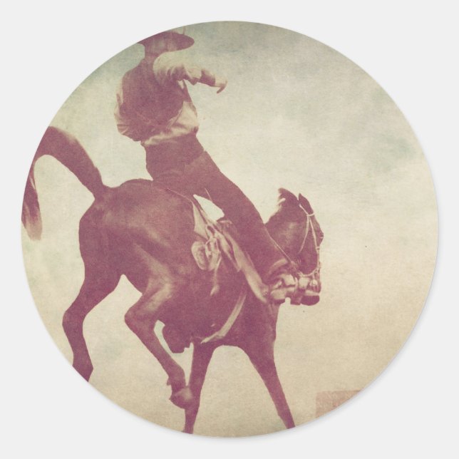Bucking Bronco Runder Aufkleber (Vorderseite)