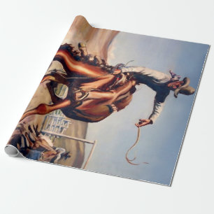 „Bucking Bronco“ Western-Kunst von Will James Geschenkpapier