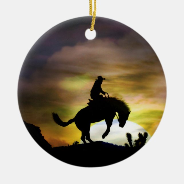 Bucking Horse and Cowboy Ornament (Vorne)