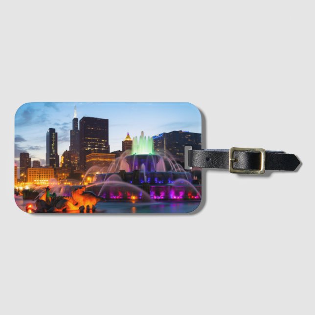 Buckingham-Brunnen am Abend Gepäckanhänger (Vorderseite (Horizontal))
