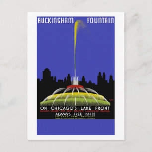 "Buckingham Fountain, Chicago" Vintage Travel Postkarte