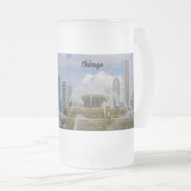 Buckingham Fountain - Mattierte Glasbierwanne Tass Mattglas Bierglas (VorderseiteRechts)