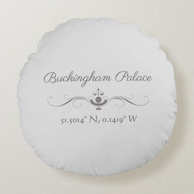 Buckingham Palace Latitude und Longitude Rundes Kissen (Vorderseite)