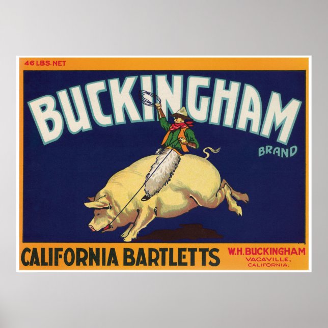 Buckingham Vacaville California Bartletts Cowboy Poster (Vorne)