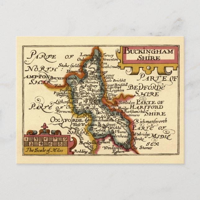 Buckinghamshire Landkreis England Alte antike Kart Postkarte (Vorderseite)