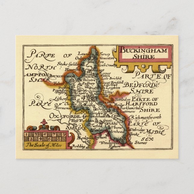 Buckinghamshire Landkreis England Alte antike Kart Postkarte (Vorderseite)