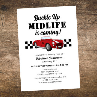 Buckle Up Funny Midlife Car 50. Geburtstag Einladung