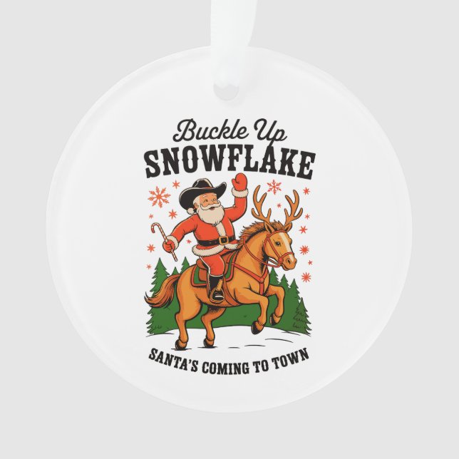 Buckle Up Snowflake Rodeo Cowboy Santa Christmas (devant)
