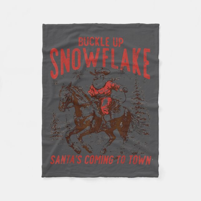 Buckle Up Snowflake Santa Cowboy Western Holiday C Fleecedecke (Vorderseite)