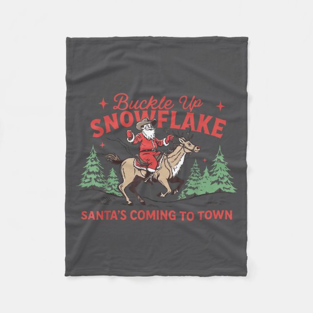 Buckle-up Snowflake Santa's Coming Soon Western Ch Fleecedecke (Vorderseite)