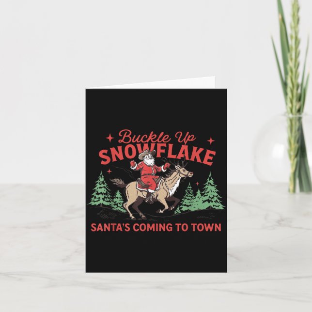 Buckle-up Snowflake Santa's Coming Soon Western Ch Karte (Vorderseite)