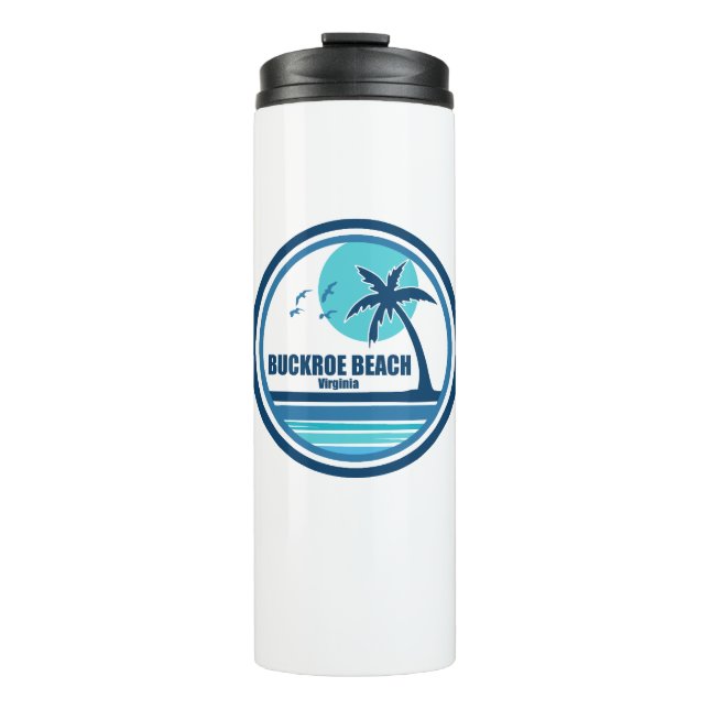 Buckroe Beach Virginia Palm Tree Birds Thermosbecher (Vorderseite)