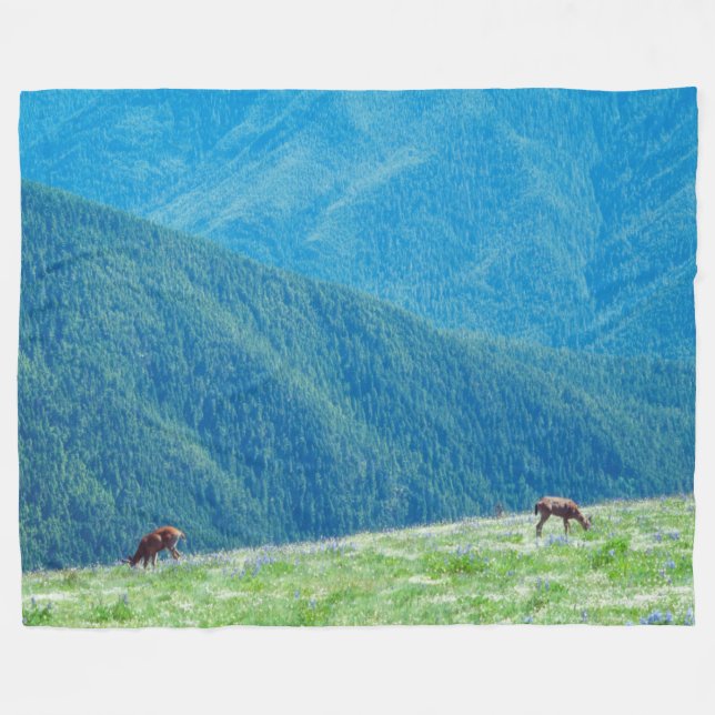 Bucks an den Bergen Fleecedecke (Vorderseite (Horizontal))
