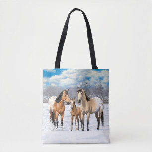 Buckskin Appaloosa Pferde im Schnee Tasche