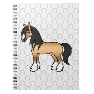 Buckskin-Cartoon-Gypsy-Vanner-Shire-Horse Notizblock