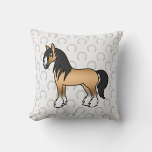 Buckskin Cartoon Sinti und Roma Vanner Shire Horse Kissen