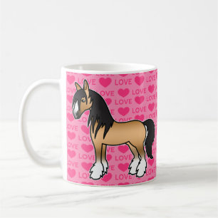 Buckskin Cartoon Sinti und Roma Vanner Shire Liebe Kaffeetasse
