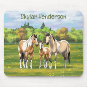 Buckskin Dun Pinto Paint Horses In Summer Pasta Mousepad