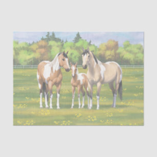 Buckskin Dun Pinto Paint Horses In Summer Pasta Seidenpapier