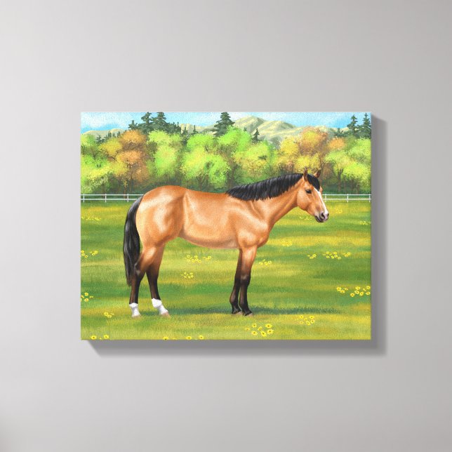 Buckskin Dun Quarter Horse Leinwanddruck (Vorderseite)