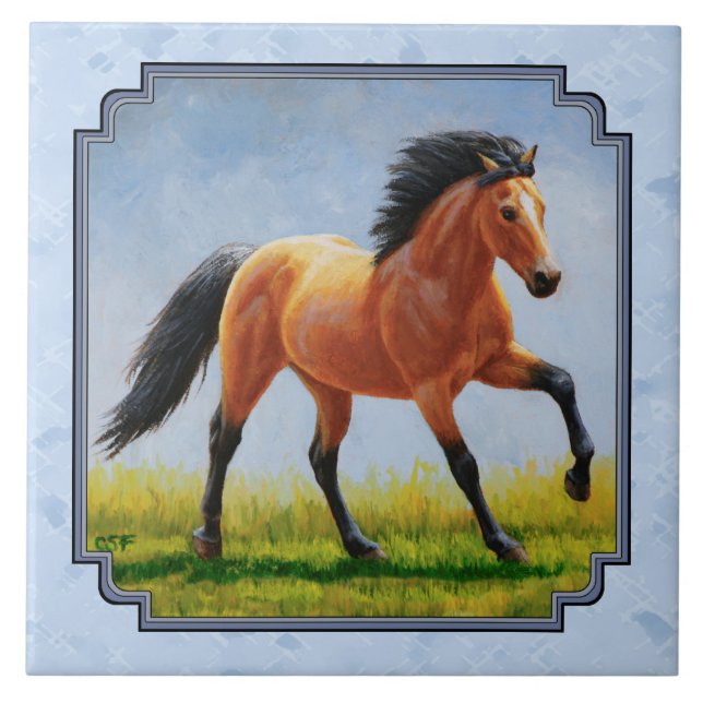 Buckskin Horning Light Blue Fliese (Vorderseite)