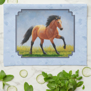 Buckskin Horning Light Blue Geschirrtuch