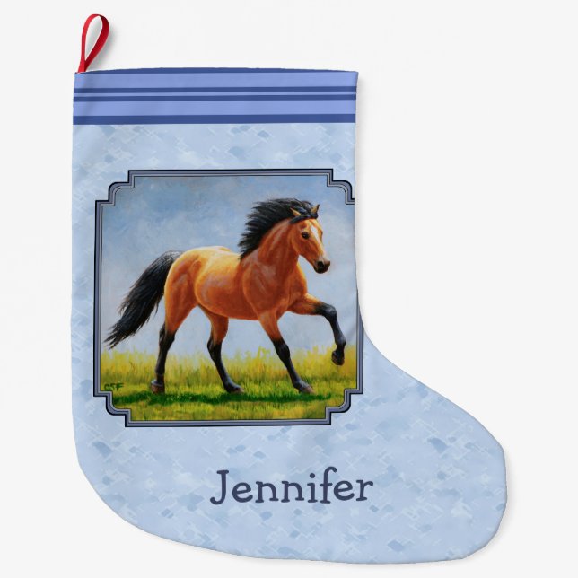 Buckskin Horning Light Blue Großer Weihnachtsstrumpf (Vorderseite)