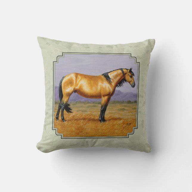 Buckskin Horse Mustang Stallion Sage Green Kissen (Vorderseite)