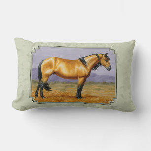 Buckskin Horse Mustang Stallion Sage Green Lendenkissen