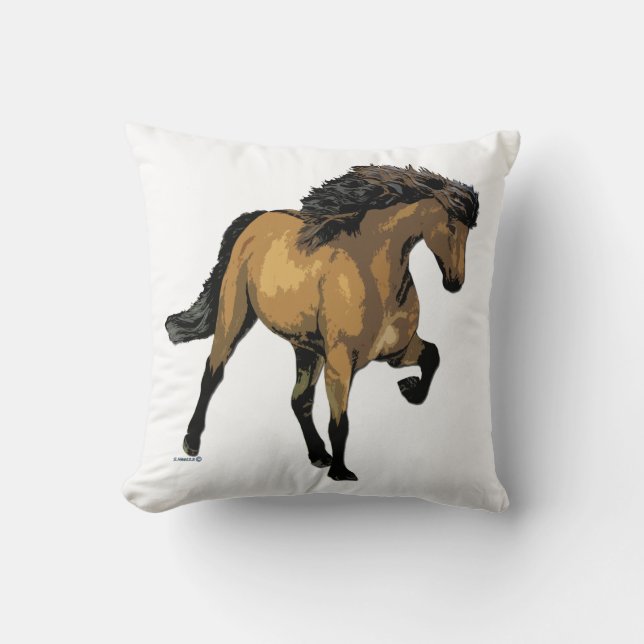 Buckskin istisches Pferd in Nouvelle Vogue Kissen (Vorderseite)