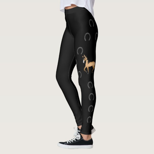 Buckskin Niedlicher Cartoon Trotting Horse & Horse Leggings (Links)