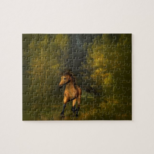 Buckskin Pferd im Waldpuzzle (Horizontal)