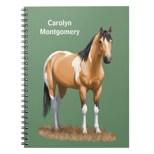 Buckskin Pinto Dun Paint Horse Staillion Notizblock (Vorderseite)