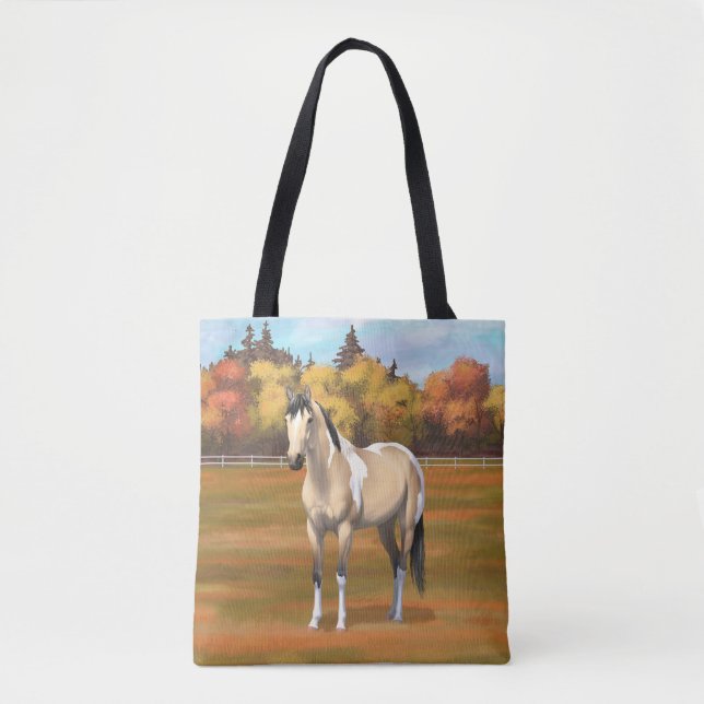 Buckskin Pinto Dun Paint Horse Staillion Tasche (Vorderseite)