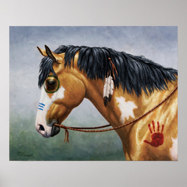 Buckskin Pinto Indianerpferd Poster (Vorne)