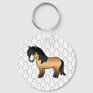 Buckskin Shetland Pony Cute Cartoon Illustration Schlüsselanhänger