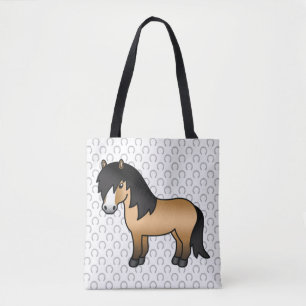 Buckskin Shetland Pony Niedlicher Cartoon Illustra Tasche