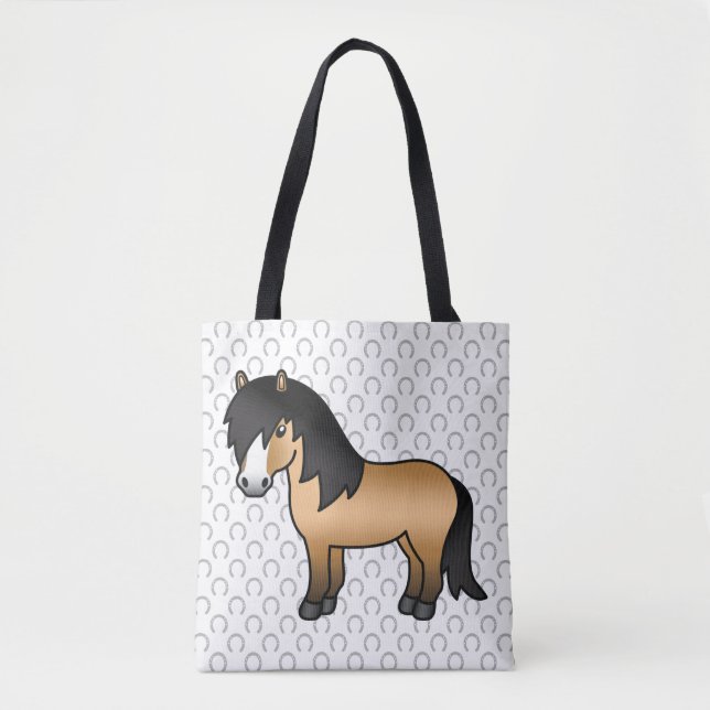 Buckskin Shetland Pony Niedlicher Cartoon Illustra Tasche (Vorderseite)