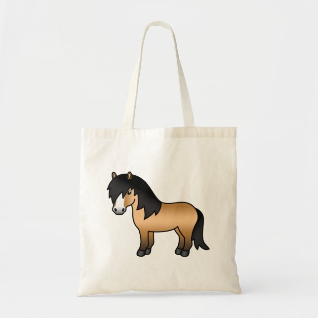 Buckskin Shetland Pony Niedlicher Cartoon Illustra Tragetasche (Vorne)