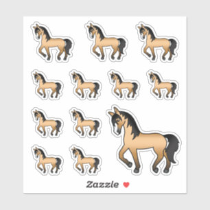 Buckskin Süße Cartoon Trab Pferde Aufkleber