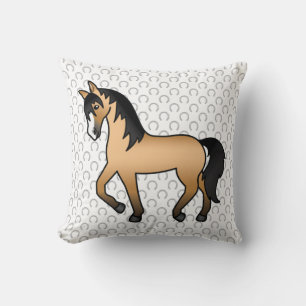 Buckskin Trotting Horse Niedlicher Cartoon Illustr Kissen