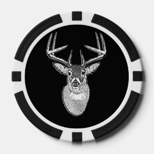 Bucktrophie auf Schwarz-weißem Schwanz Hirsch Pokerchips