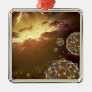 Buckyballs, das in interstellaren Raum schwimmt Ornament Aus Metall