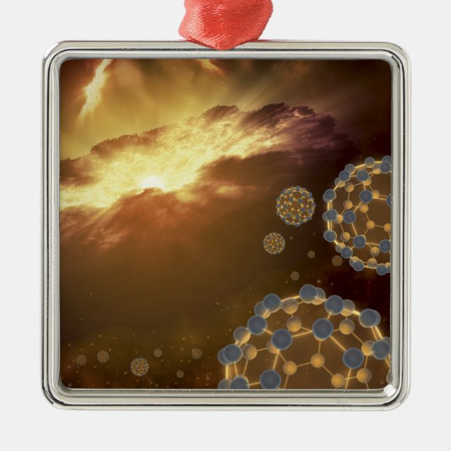 Buckyballs im interstellaren Raum schweben Ornament Aus Metall (Vorne)