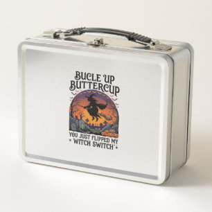 Bucle Up Buttercup Hexen Schalter Halloween Besen Metall Brotdose