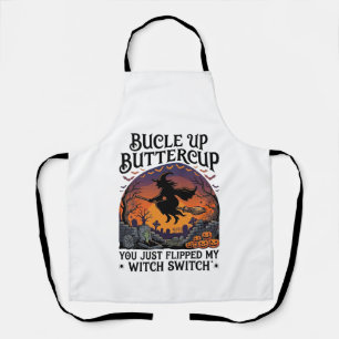 Bucle Up Buttercup Hexen Schalter Halloween Besen Schürze
