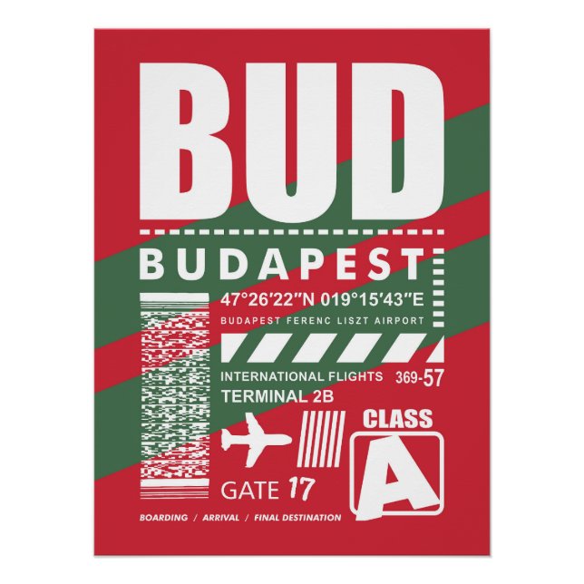 BUD Flughafen Budapest Poster (Vorderseite)
