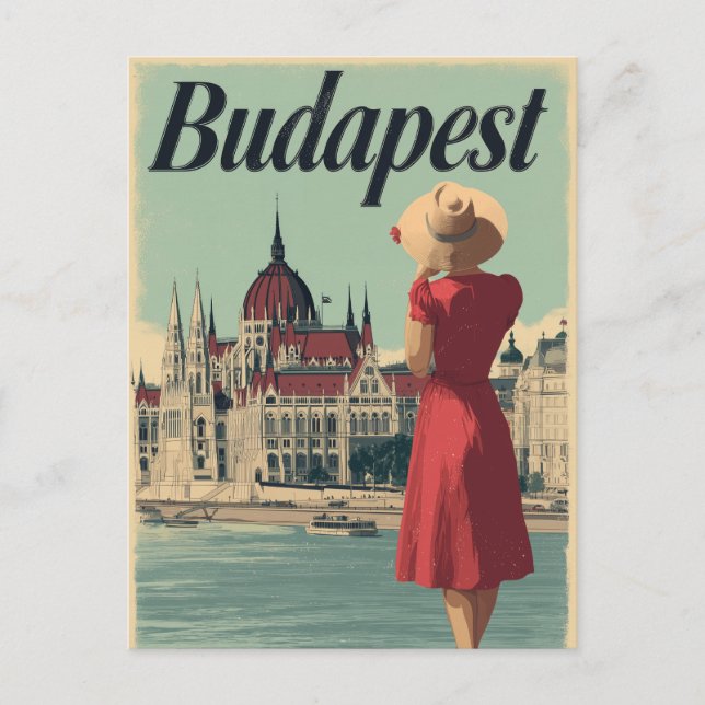 Budapest 50er Vintag Postkarte (Vorderseite)